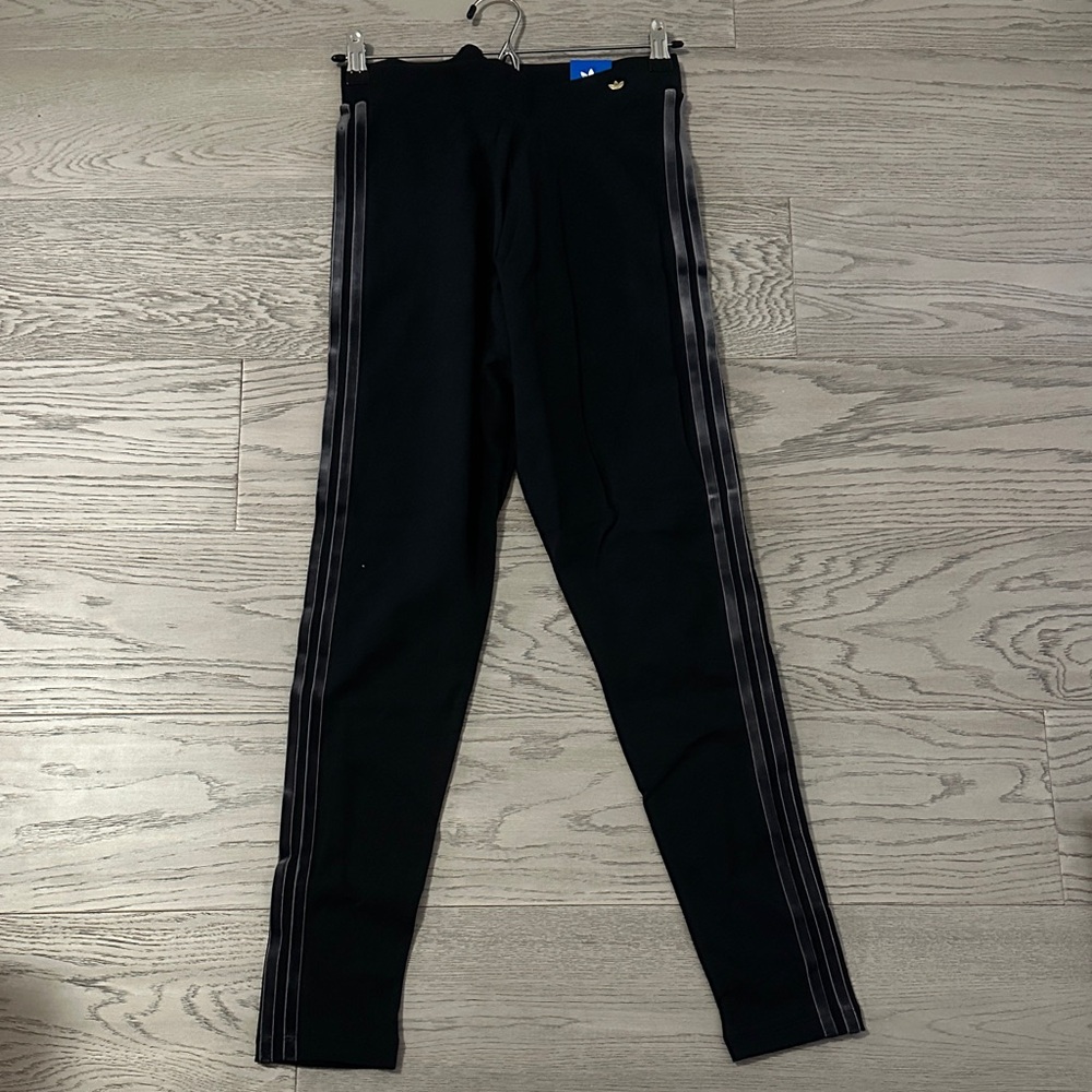 adidas Black Leggings with Gray Stripes